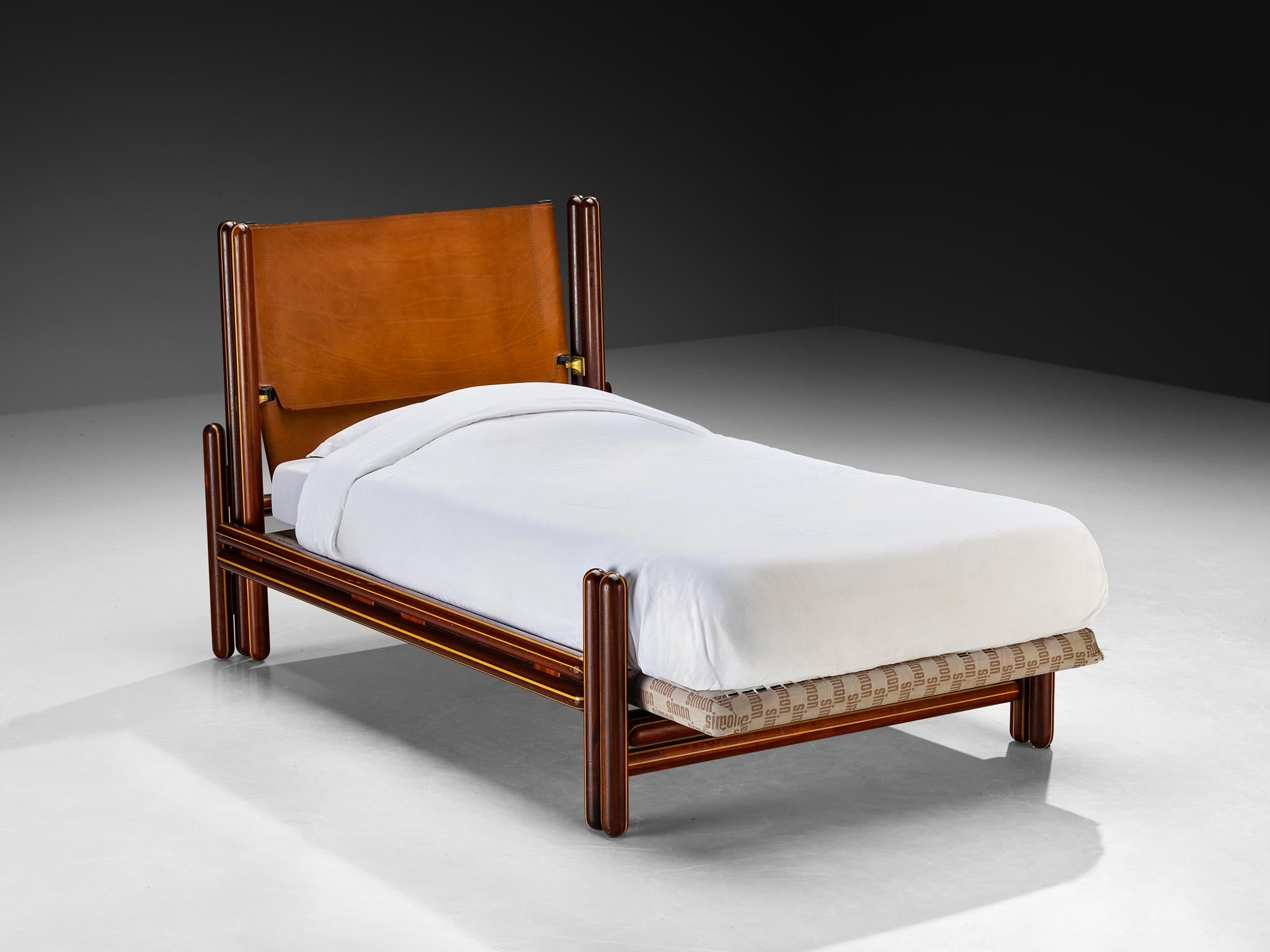 Carlo Scarpa for Simon Gavina 'Toledo' Single Bed in Padouk and Leather