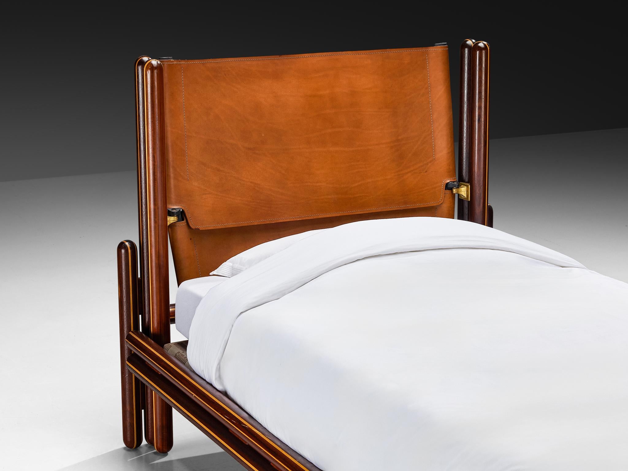 Carlo Scarpa for Simon Gavina 'Toledo' Single Bed in Padouk and Leather