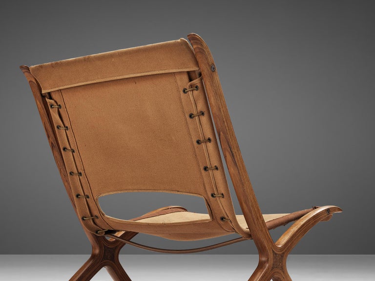 Peter Hvidt & Orla Molgaard Nielsen 'X' Chair in Cognac Brown Canvas