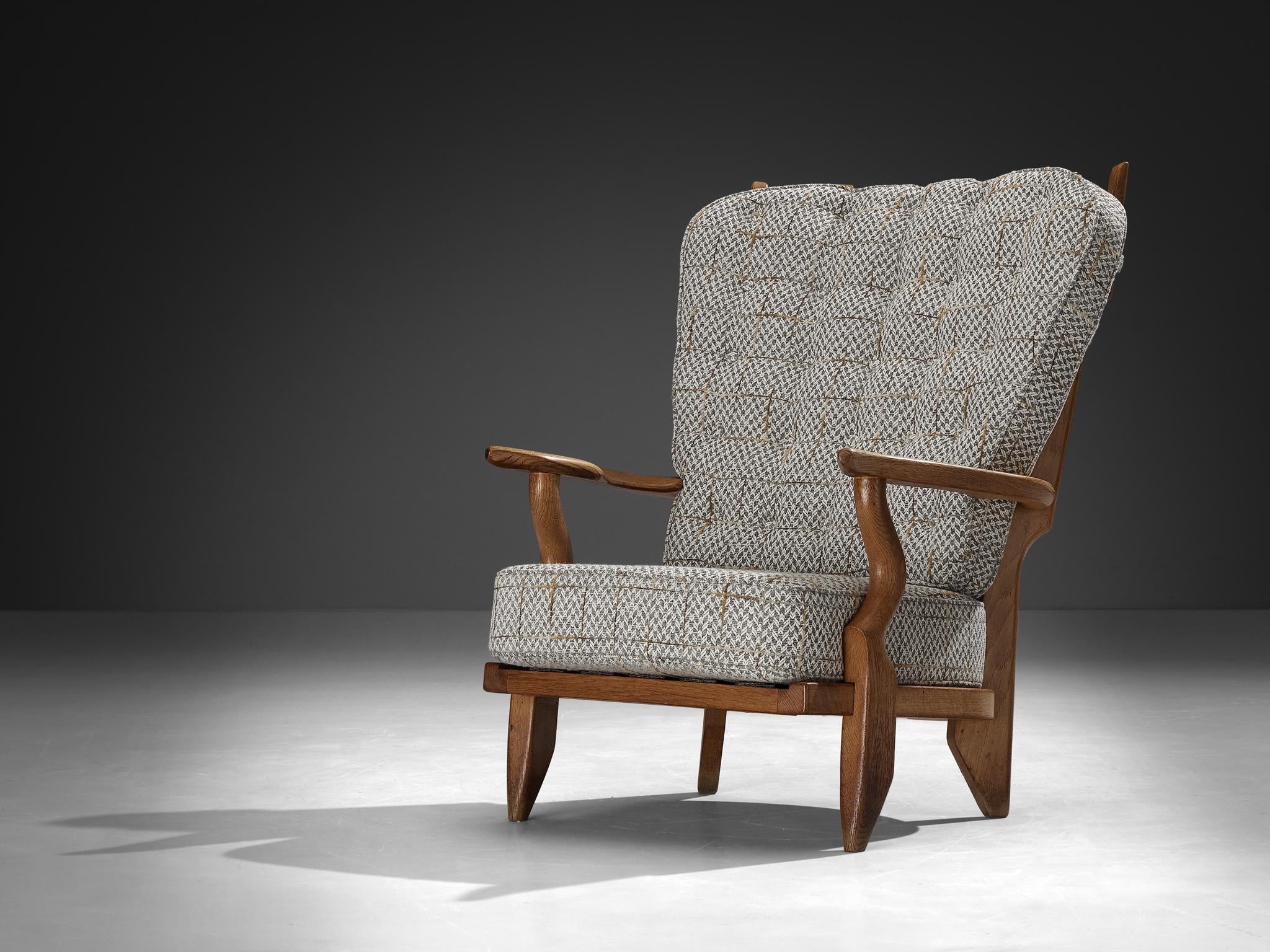 Guillerme & Chambron 'Grand Repos' Lounge Chair in Patterned Upholstery