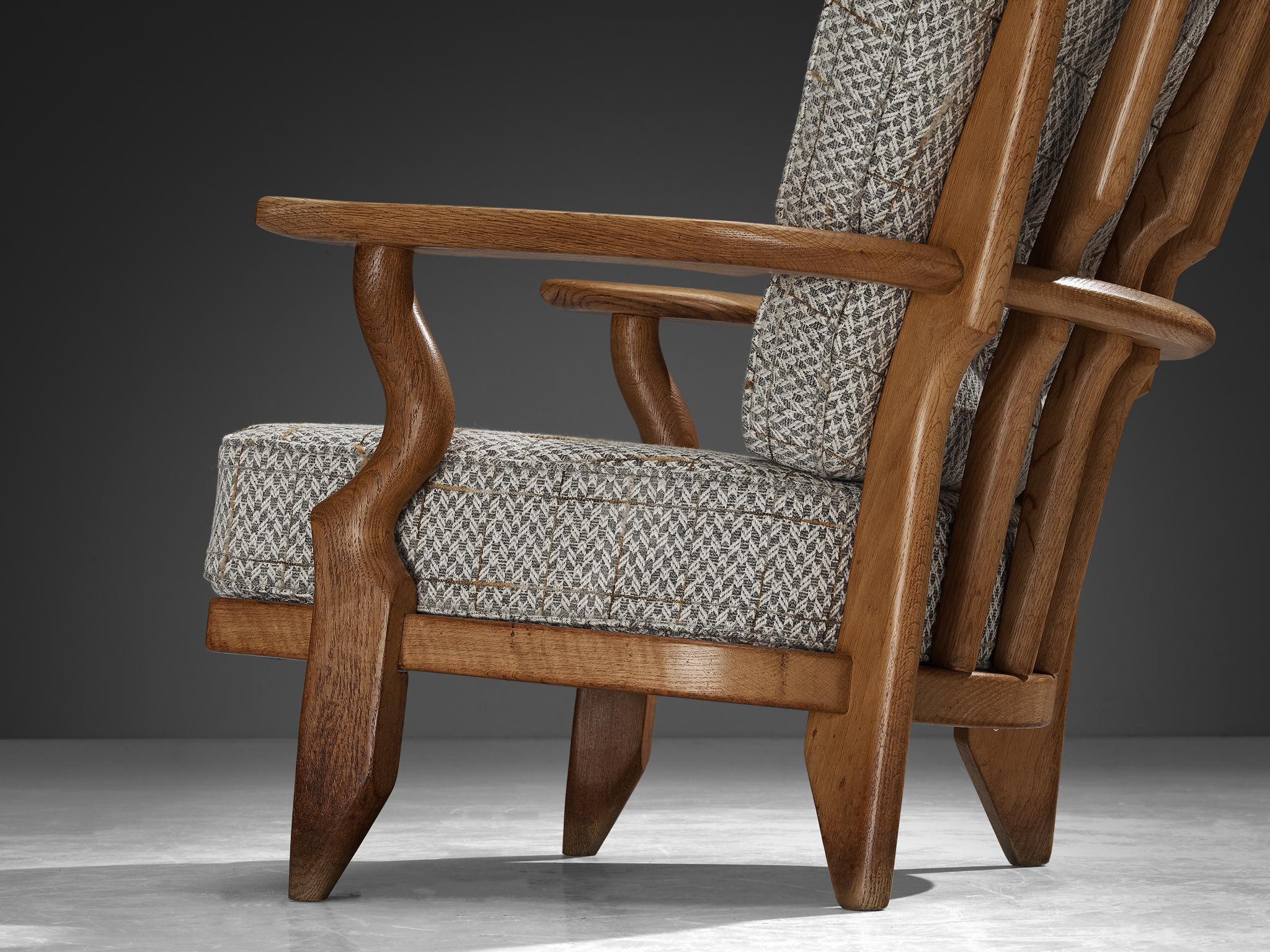 Guillerme & Chambron 'Grand Repos' Lounge Chair in Patterned Upholstery