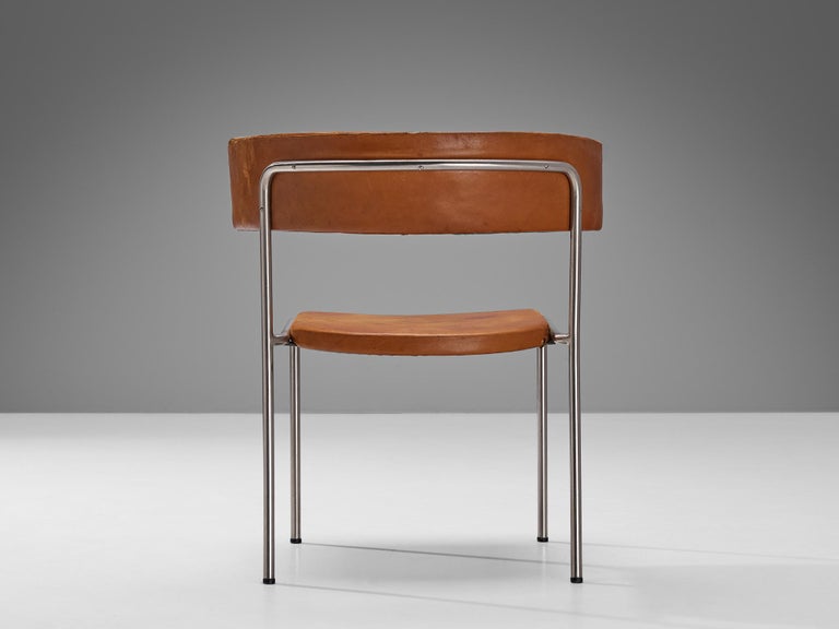 Erik Karlström Side Chair in Leather and Chromed Steel