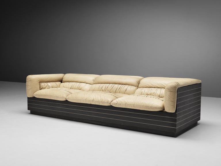 Giovanni Offredi for Saporiti Sofa in Beige Leather