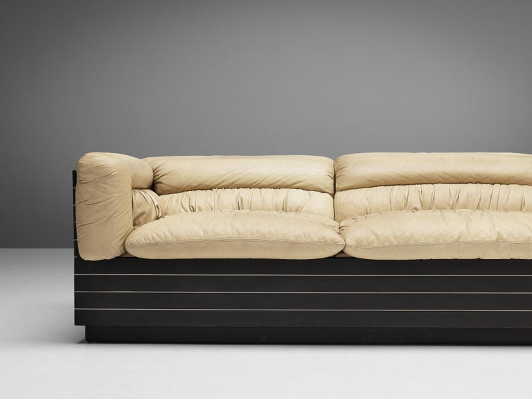 Giovanni Offredi for Saporiti Sofa in Beige Leather