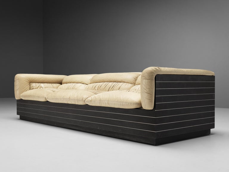 Giovanni Offredi for Saporiti Sofa in Beige Leather