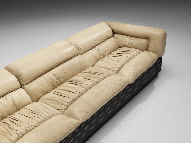 Giovanni Offredi for Saporiti Sofa in Beige Leather