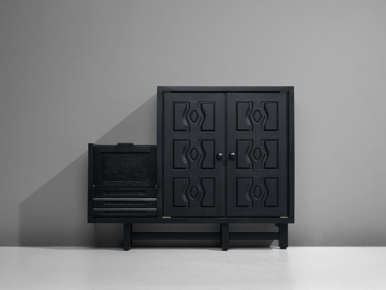 Guillerme & Chambron Cabinet 'Thierry' in Black Lacquered Oak
