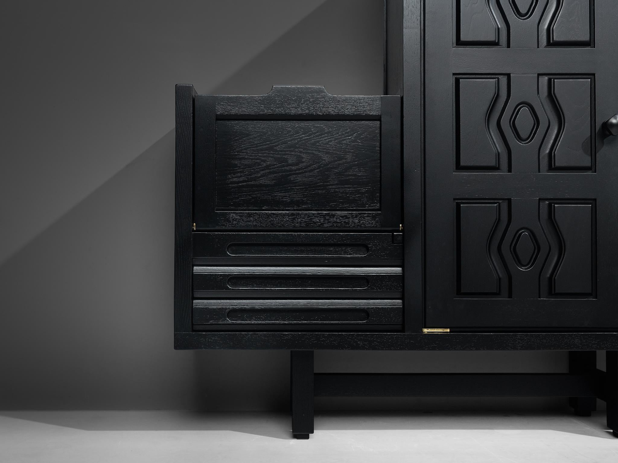 Guillerme & Chambron Cabinet 'Thierry' in Black Lacquered Oak