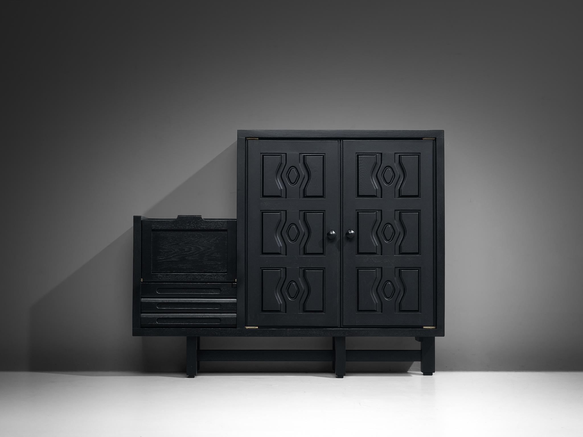 Guillerme & Chambron Cabinet 'Thierry' in Black Lacquered Oak