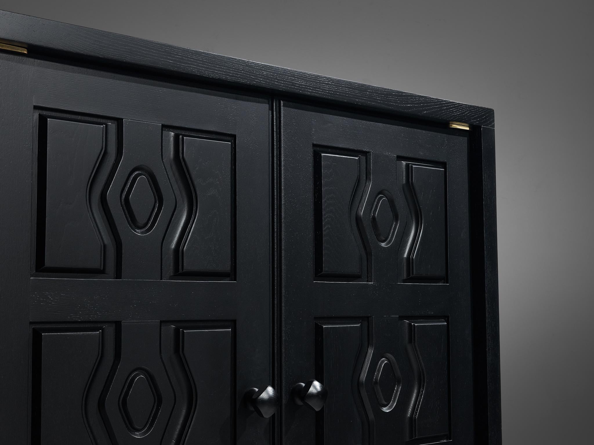 Guillerme & Chambron Cabinet 'Thierry' in Black Lacquered Oak