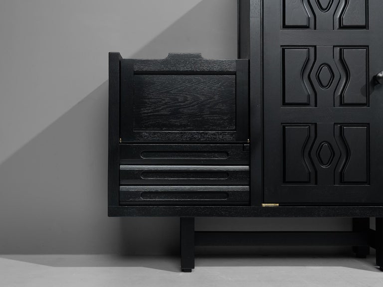 Guillerme & Chambron Cabinet 'Thierry' in Black Lacquered Oak