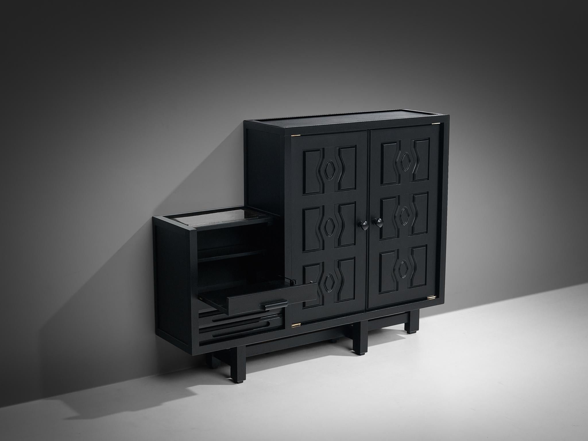 Guillerme & Chambron Cabinet 'Thierry' in Black Lacquered Oak