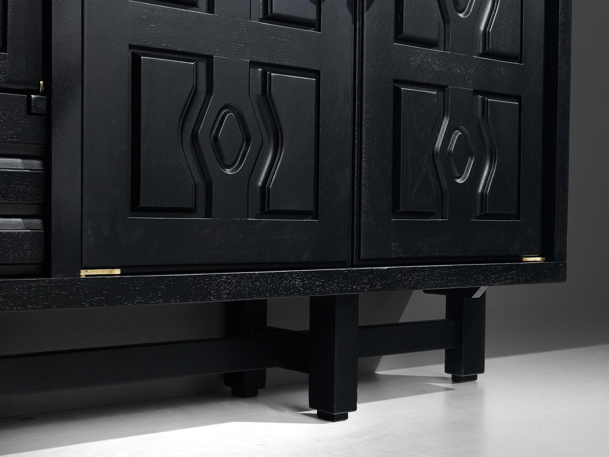 Guillerme & Chambron Cabinet 'Thierry' in Black Lacquered Oak