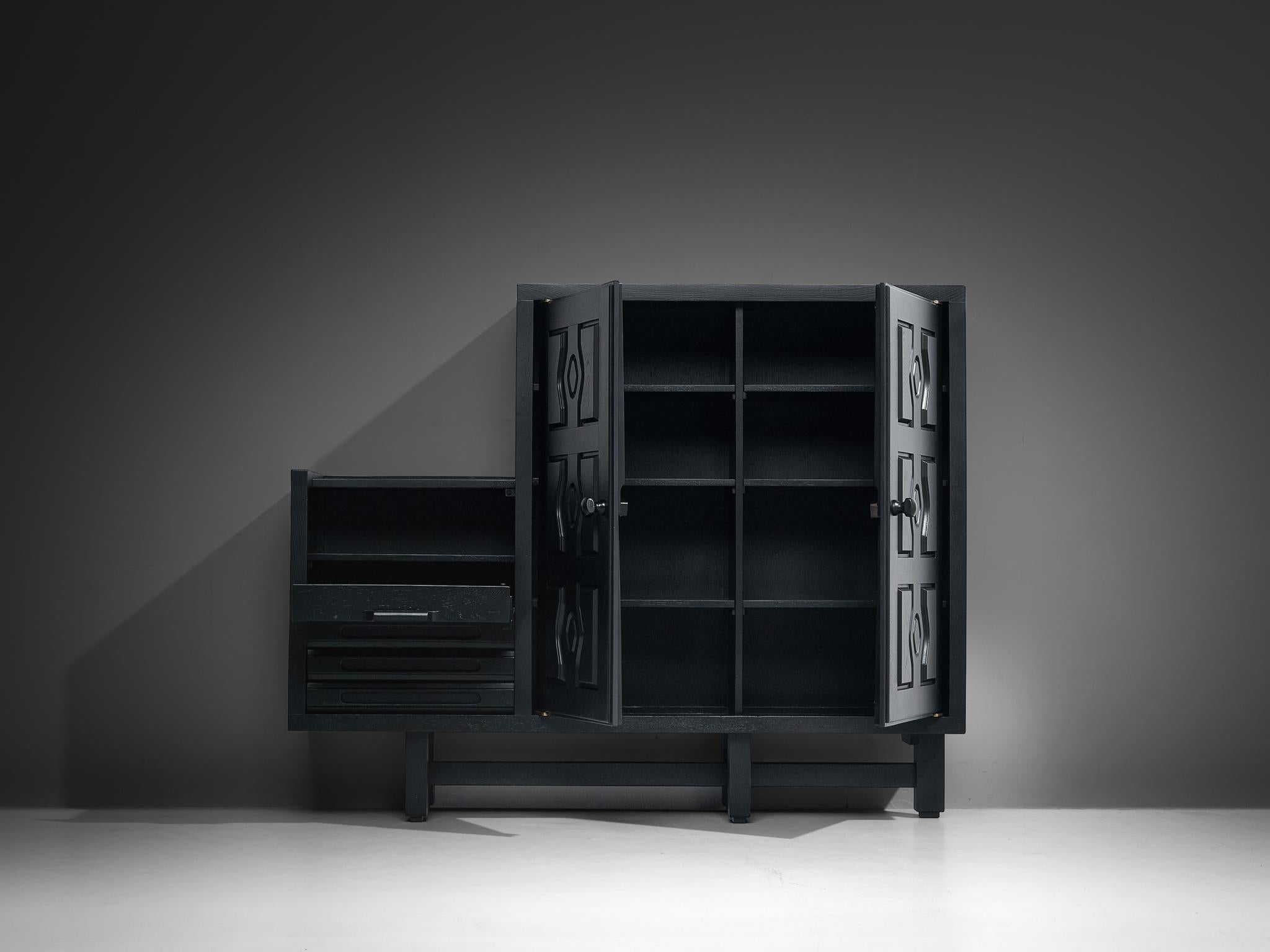 Guillerme & Chambron Cabinet 'Thierry' in Black Lacquered Oak