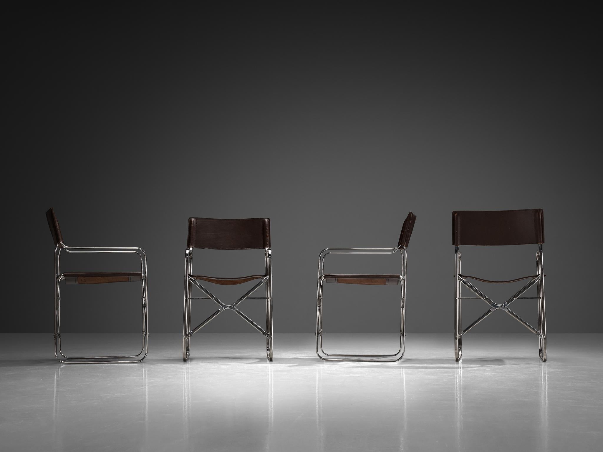 Gae Aulenti for Zanotta Set of Four 'April' Chairs in Original Leather