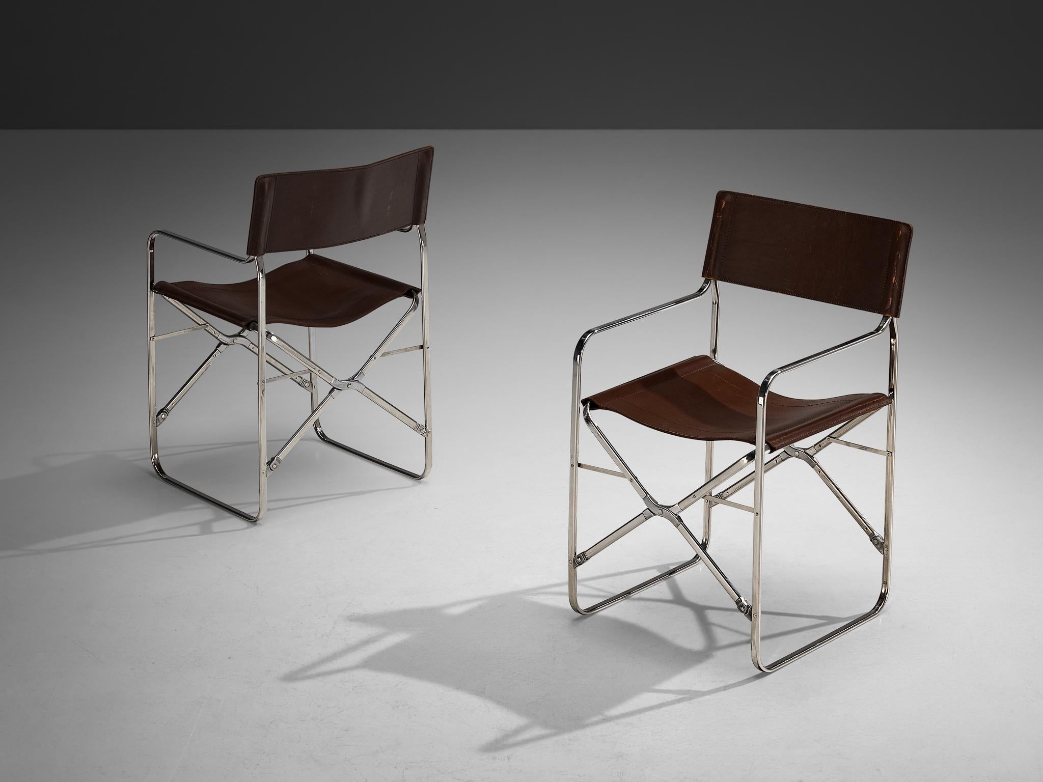 Gae Aulenti for Zanotta Set of Four 'April' Chairs in Original Leather