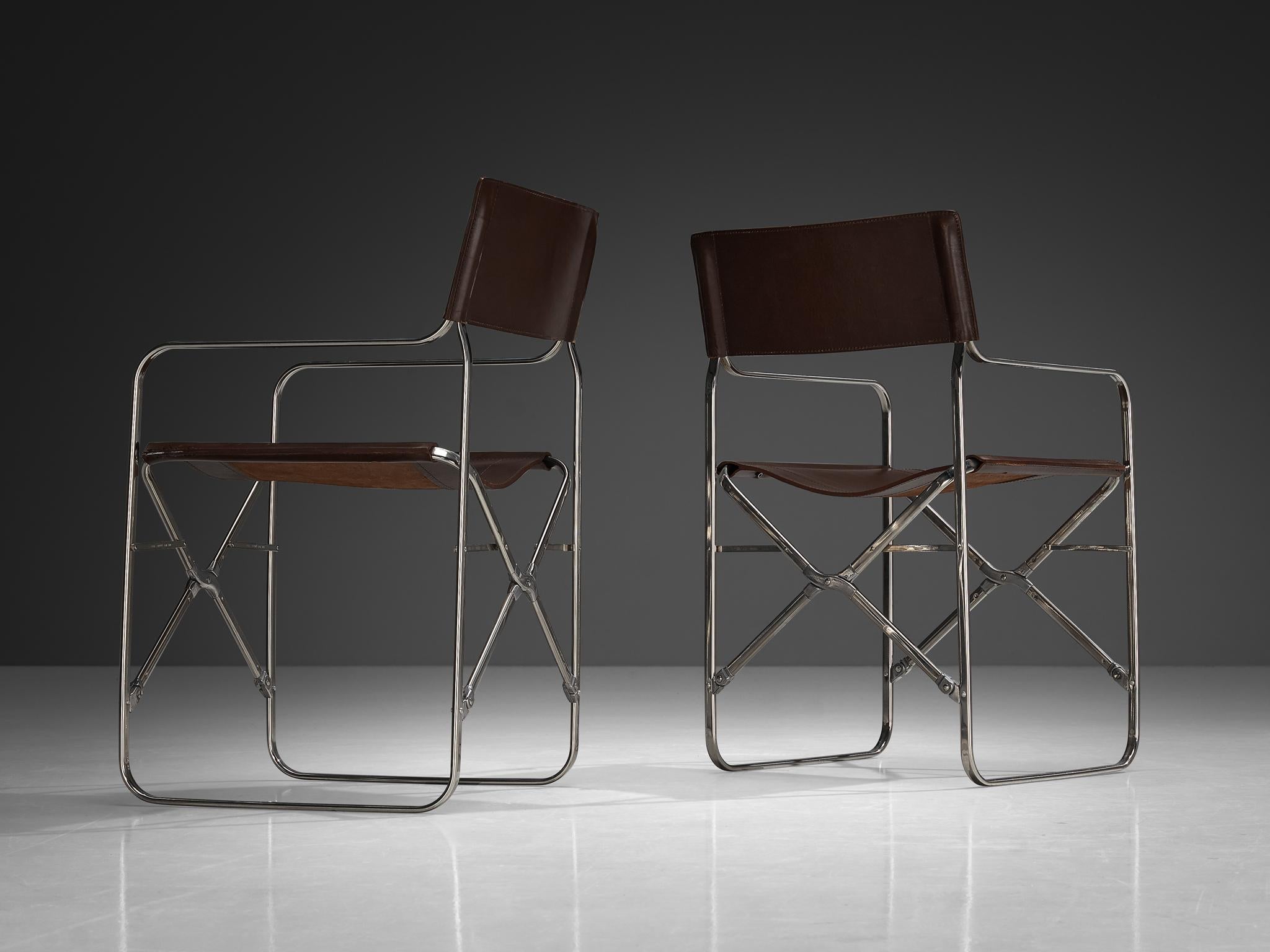 Gae Aulenti for Zanotta Set of Four 'April' Chairs in Original Leather