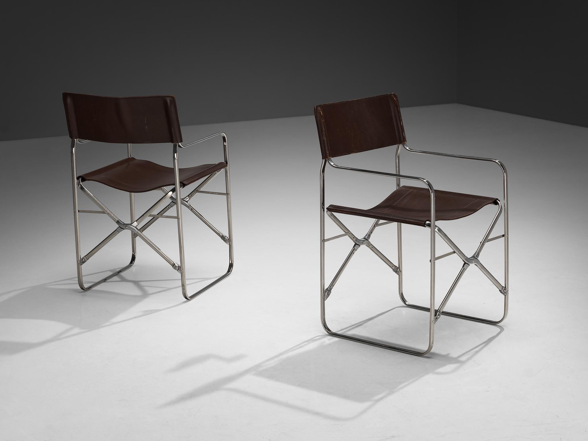 Gae Aulenti for Zanotta Set of Four 'April' Chairs in Original Leather