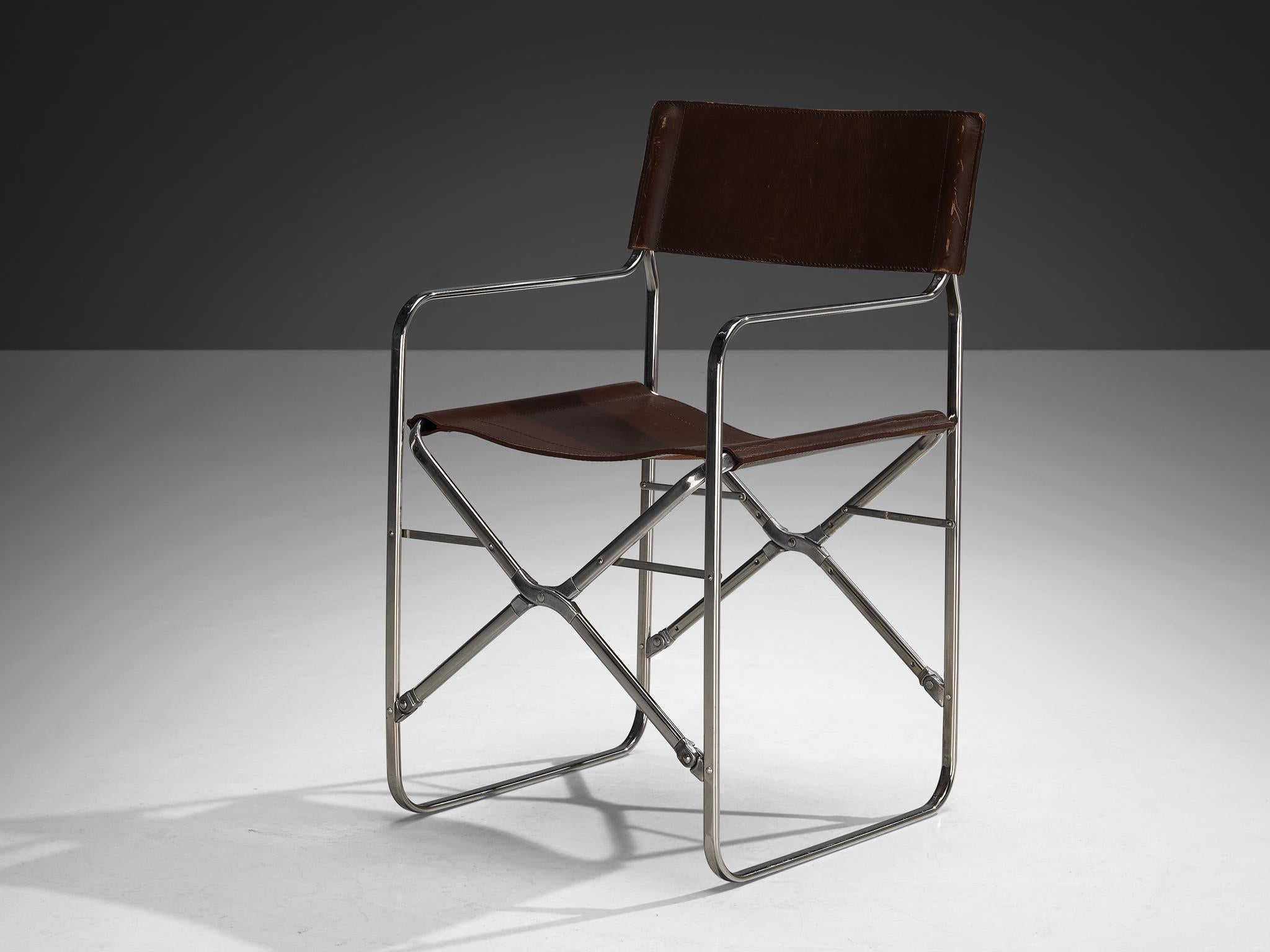 Gae Aulenti for Zanotta Set of Four 'April' Chairs in Original Leather