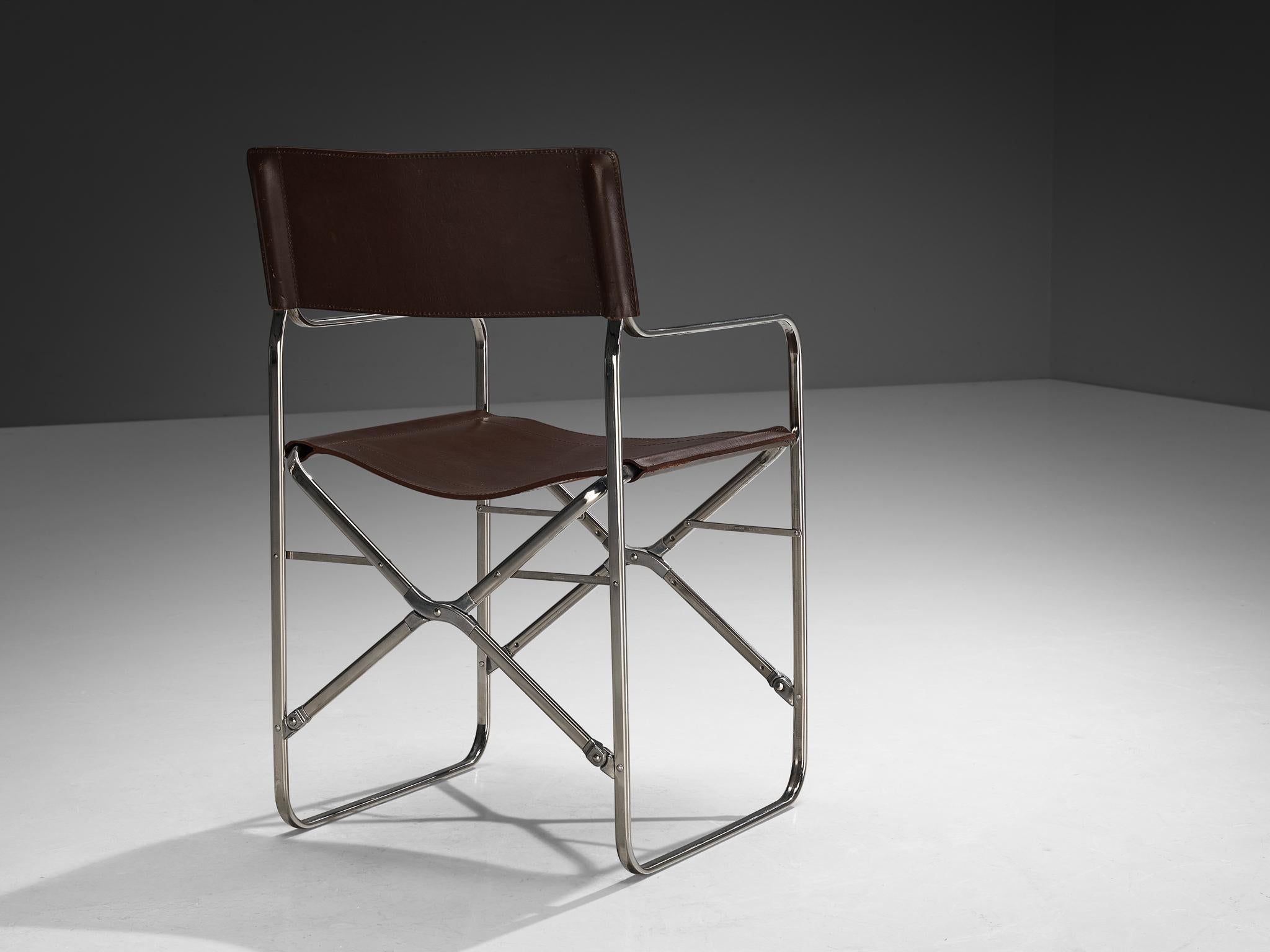 Gae Aulenti for Zanotta Set of Four 'April' Chairs in Original Leather