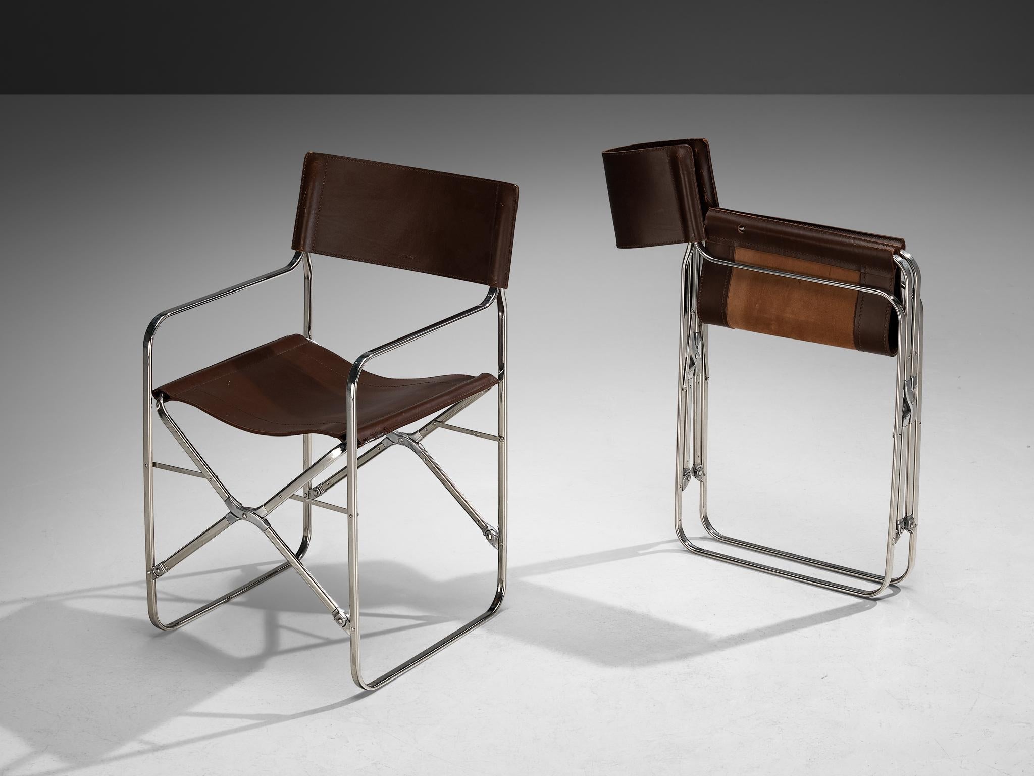 Gae Aulenti for Zanotta Set of Four 'April' Chairs in Original Leather