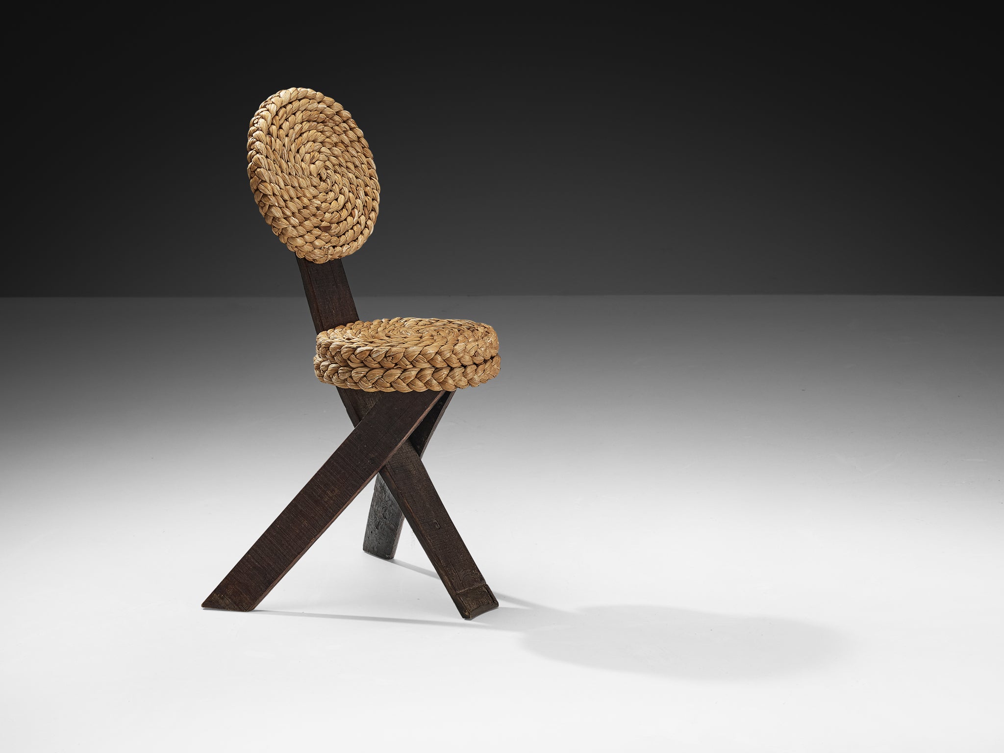 Adrien Audoux and Frida Minet Side Chair in Oak and Braided Straw