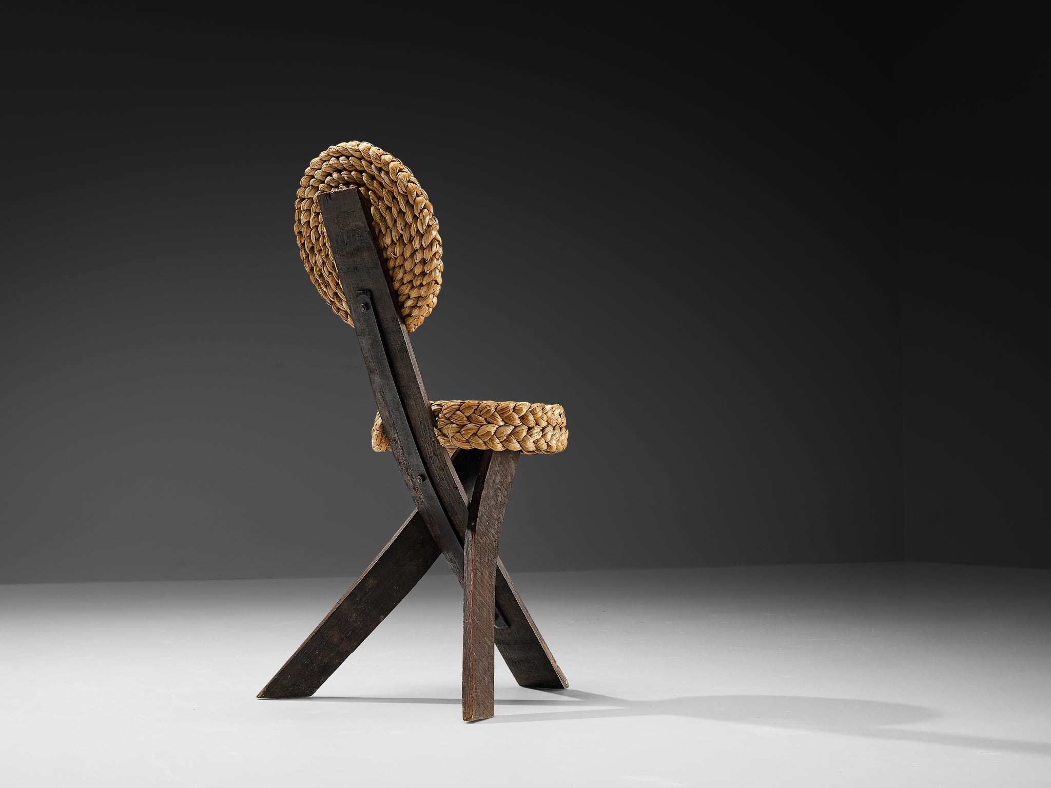 Adrien Audoux and Frida Minet Side Chair in Oak and Braided Straw