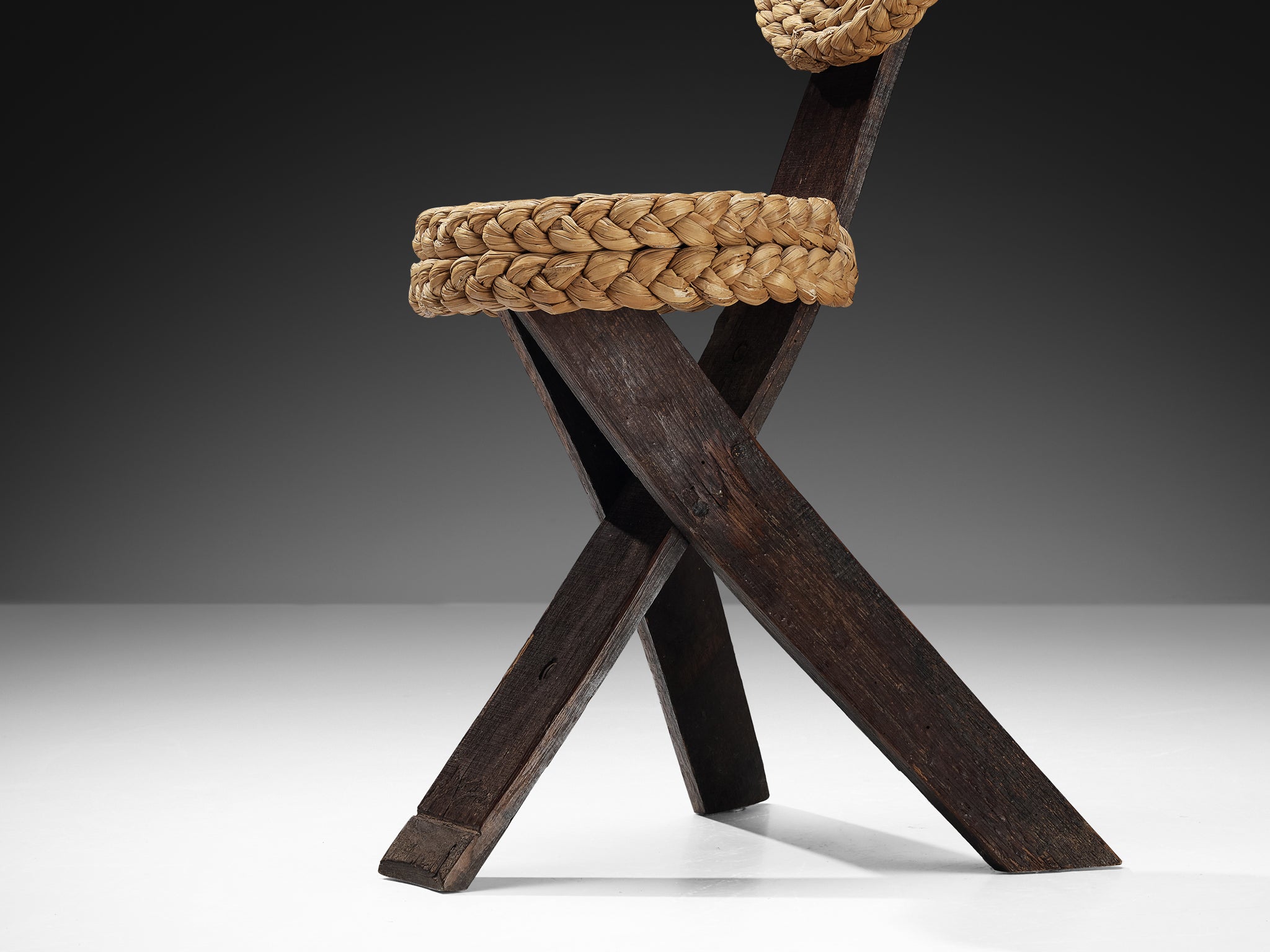 Adrien Audoux and Frida Minet Side Chair in Oak and Braided Straw