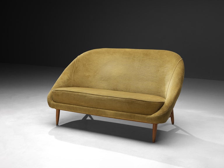 Theo Ruth for Artifort Sofa Model '115' in Yellow Velvet Upholstery