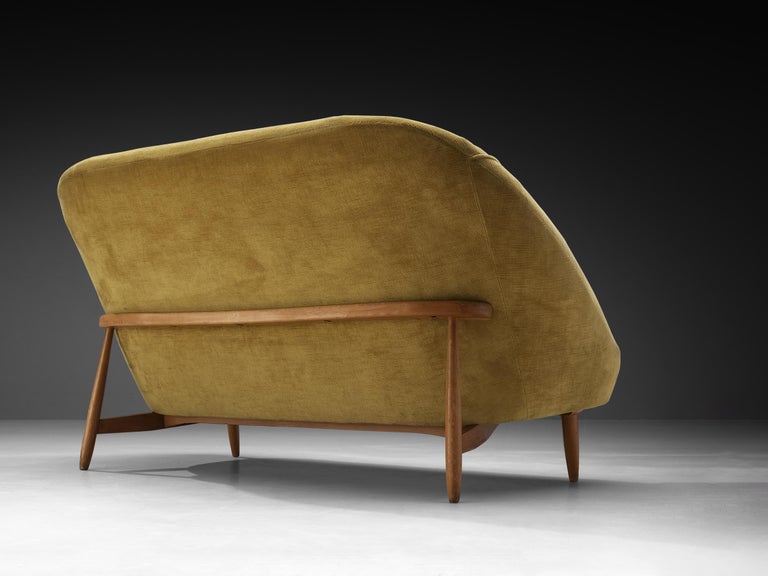 Theo Ruth for Artifort Sofa Model '115' in Yellow Velvet Upholstery