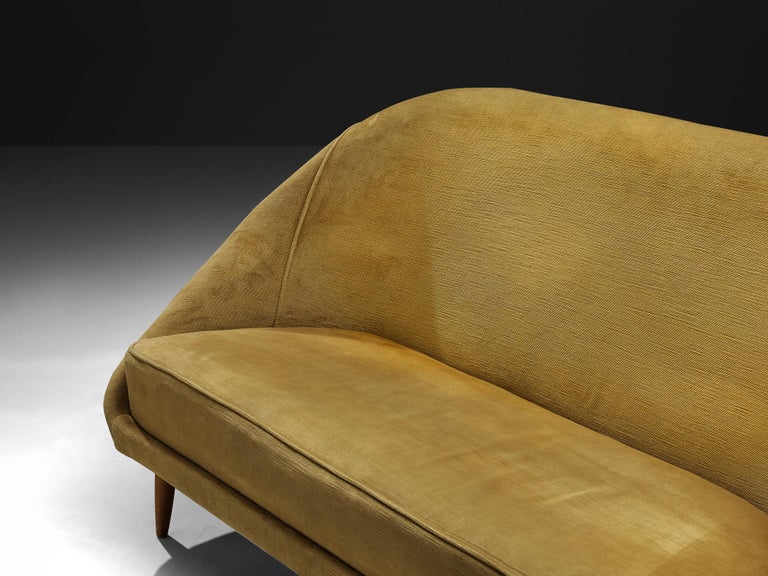 Theo Ruth for Artifort Sofa Model '115' in Yellow Velvet Upholstery