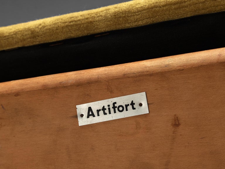 Theo Ruth for Artifort Sofas Model '115' in Yellow Velvet Upholstery