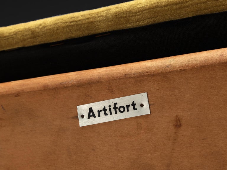 Theo Ruth for Artifort Sofa Model '115' in Yellow Velvet Upholstery