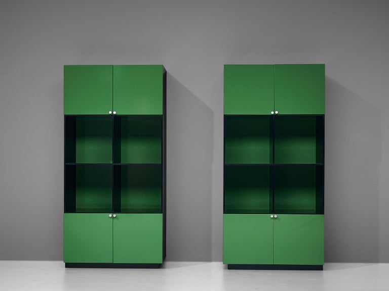 Luigi Saccardo 'Topline' Highboards in Vibrant Green and Black Color