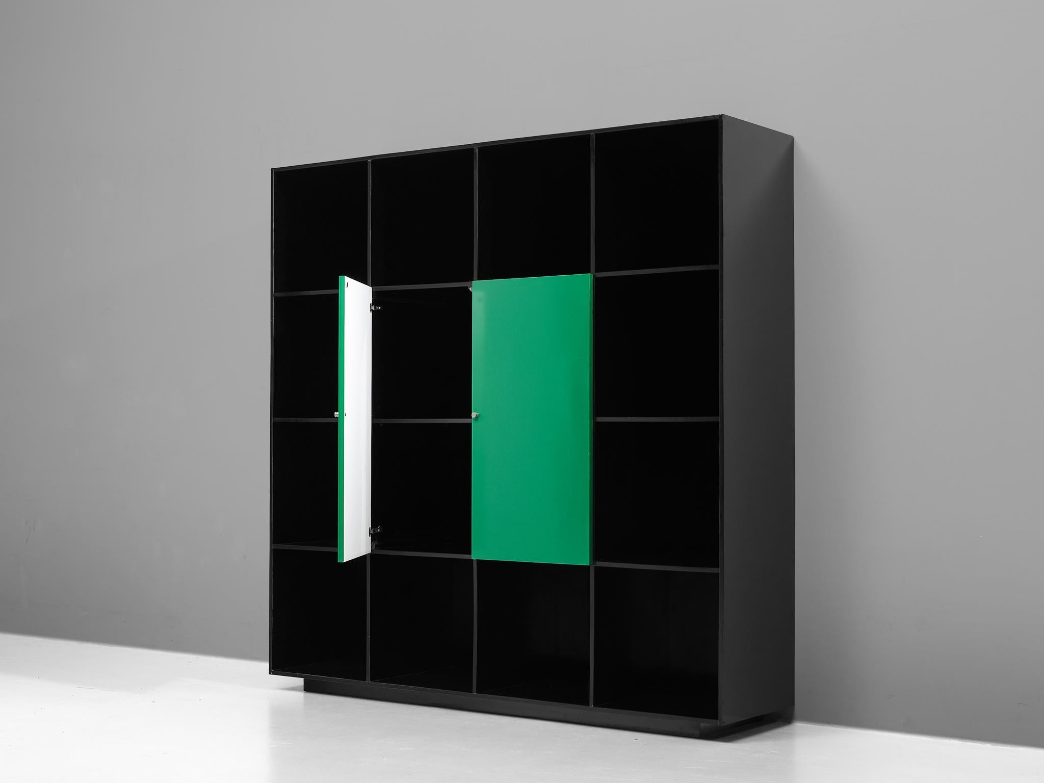 Luigi Saccardo 'Topline' Wall Unit in Vibrant Green and Black Color