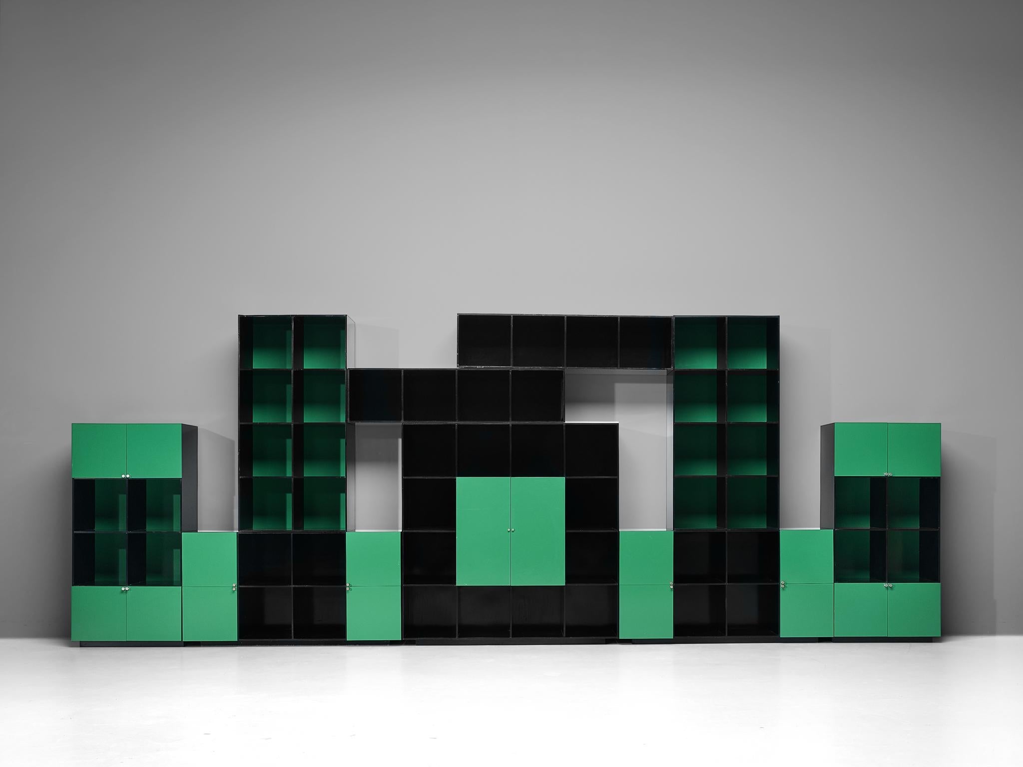 Luigi Saccardo 'Topline' Wall Unit in Vibrant Green and Black Color