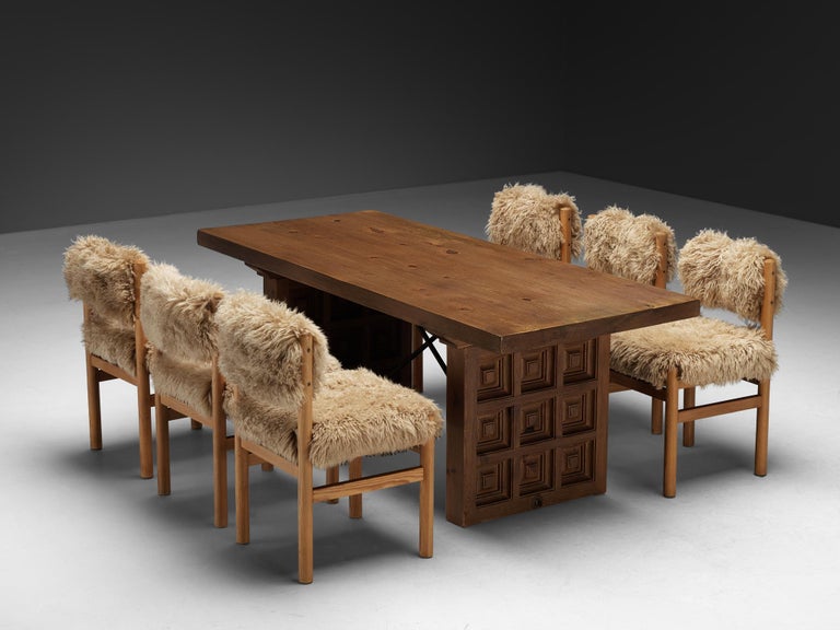 Dining Room Set with Biosca Spanish Dining Table and Chairs in Sheepskin