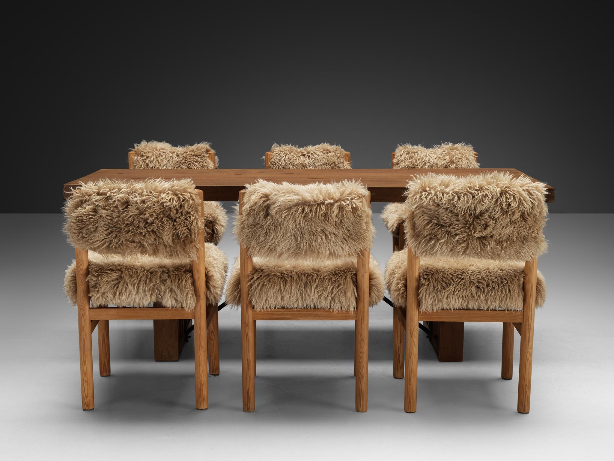 Dining Room Set with Biosca Spanish Dining Table and Chairs in Sheepskin