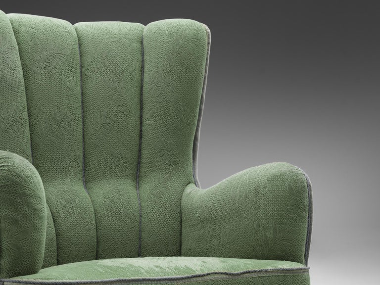 Danish Easy Chair in Green Upholstery