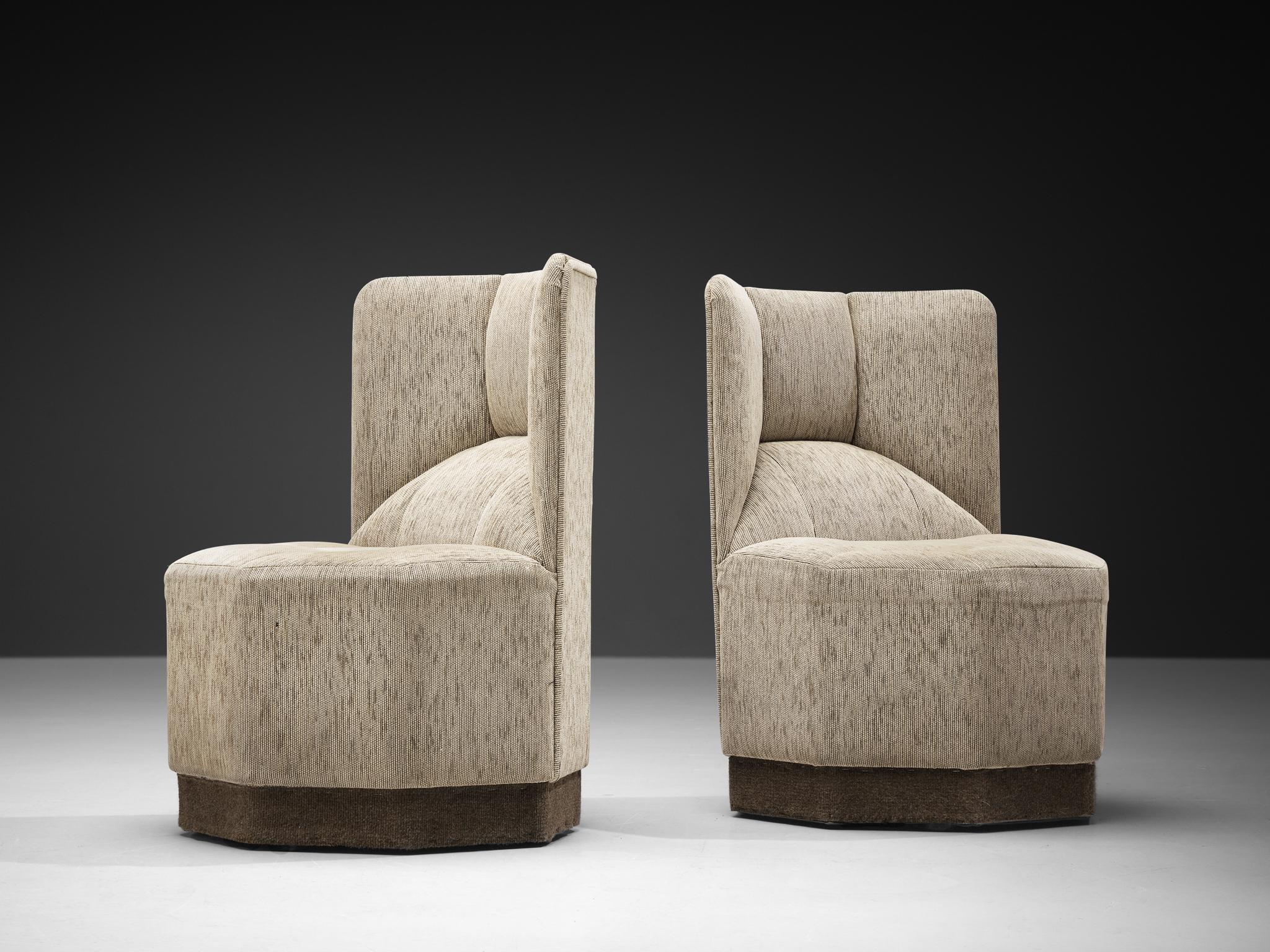 Octagonal Modular Side Chairs in Grey Fabric Upholstery