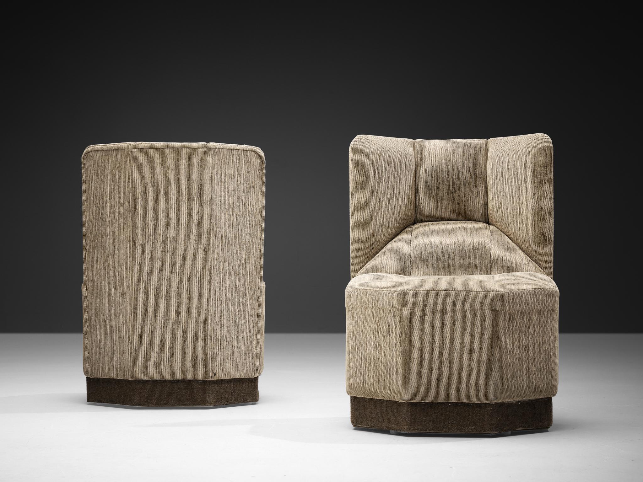 Octagonal Modular Side Chairs in Grey Fabric Upholstery