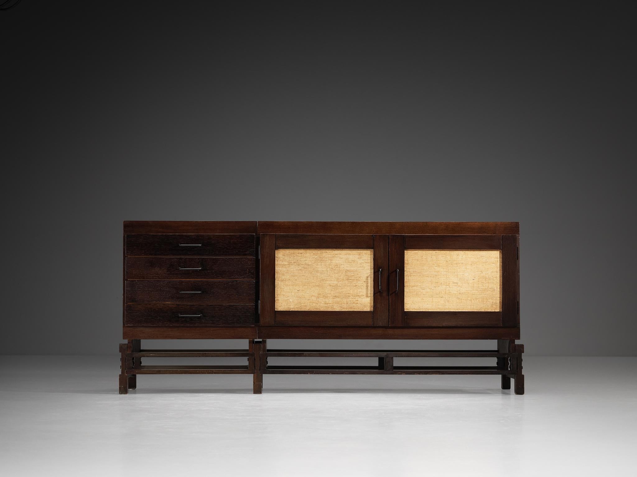 Leonardo Fiori for Isa Bergamo Sideboard in Stained Wengé and Seagrass