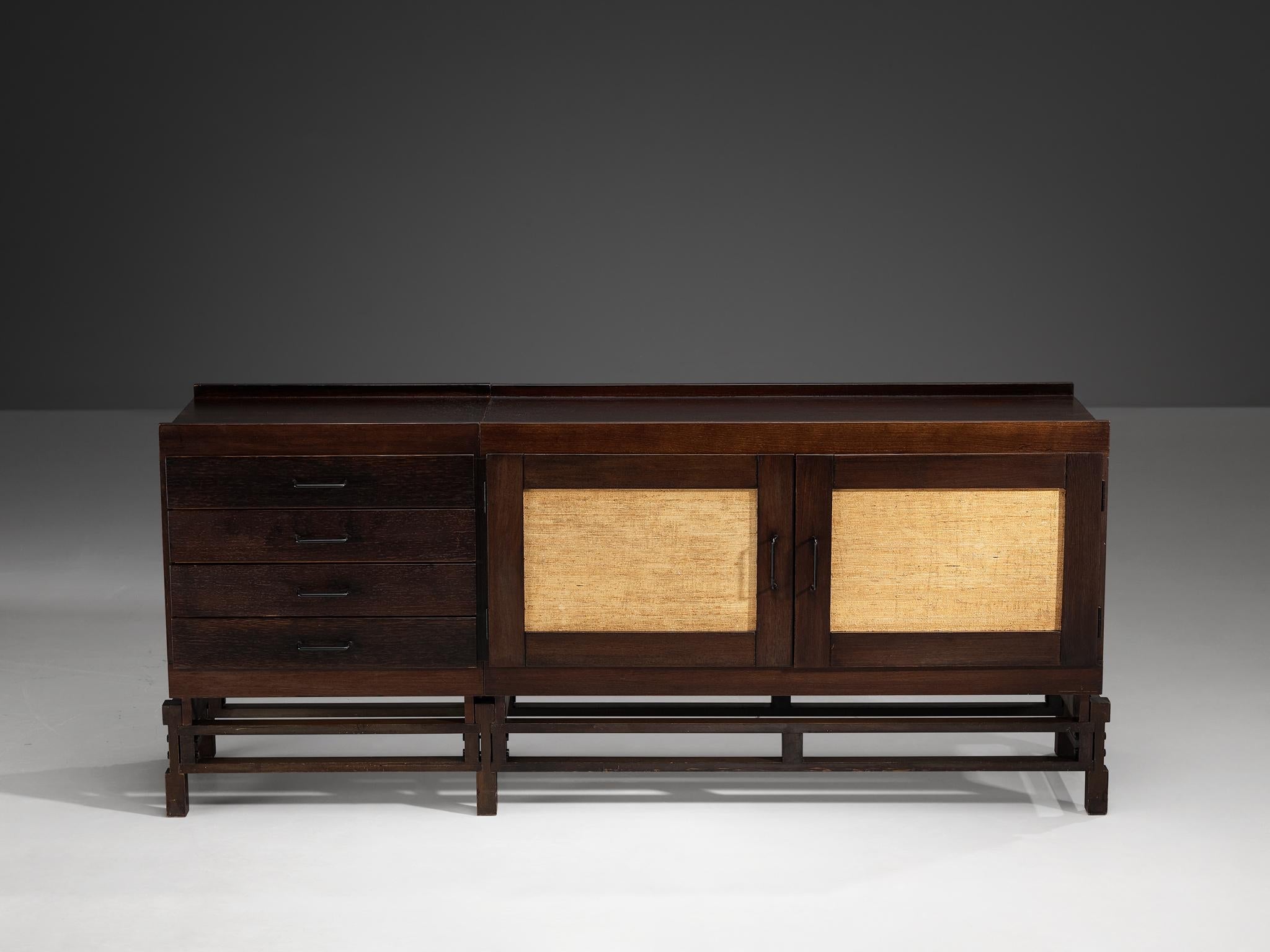 Leonardo Fiori for Isa Bergamo Sideboard in Stained Wengé and Seagrass