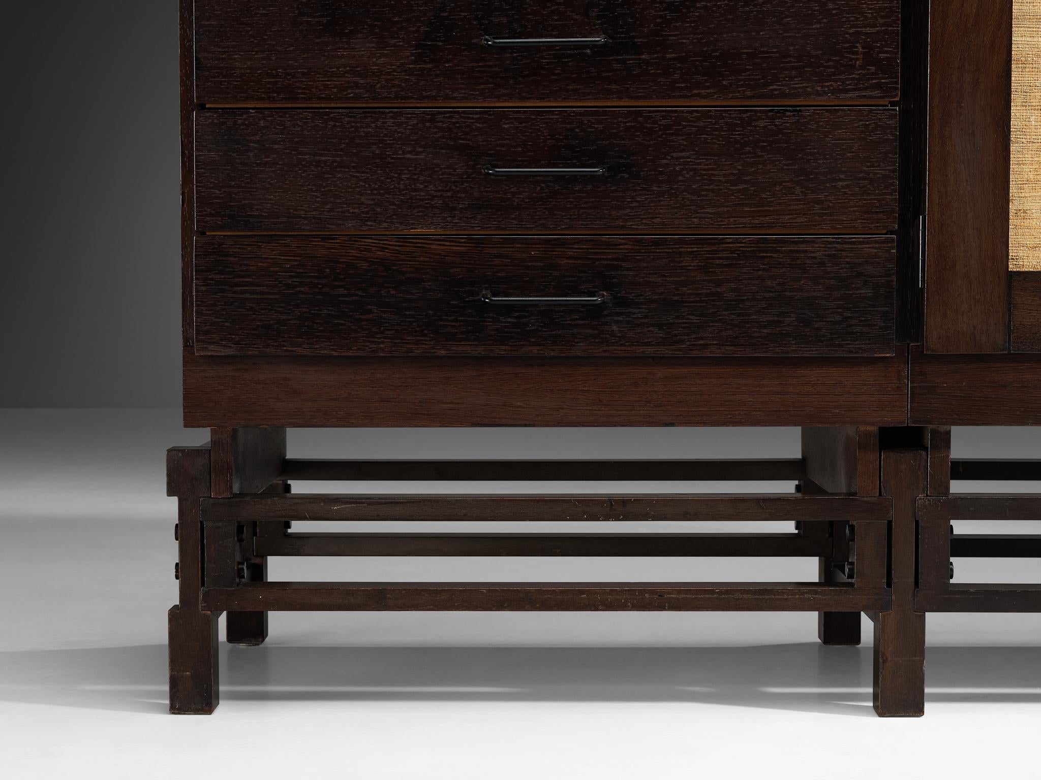 Leonardo Fiori for Isa Bergamo Sideboard in Stained Wengé and Seagrass