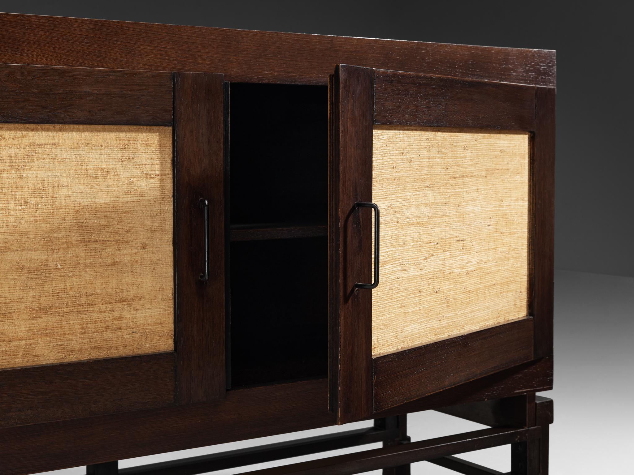 Leonardo Fiori for Isa Bergamo Sideboard in Stained Wengé and Seagrass