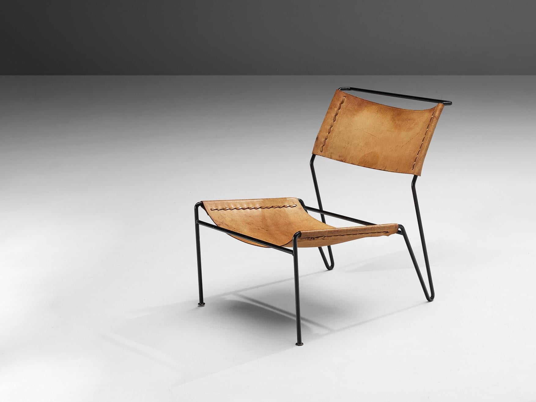 A. Dolleman for Metz & Co Modernist Easy Chair in Leather