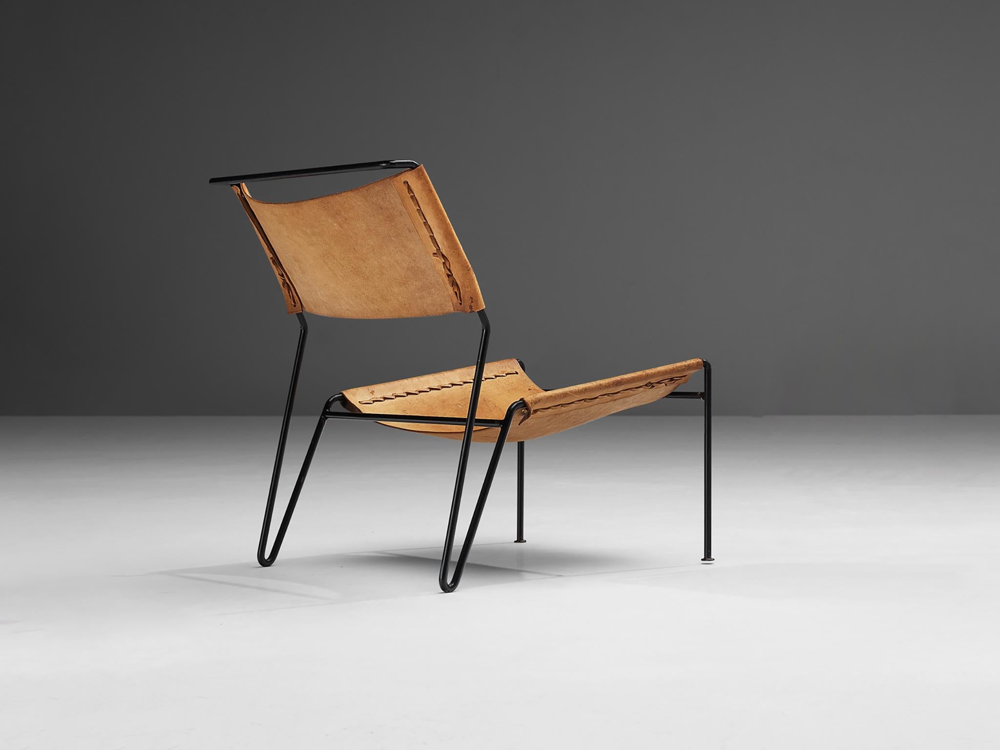 A. Dolleman for Metz & Co Modernist Easy Chair in Leather