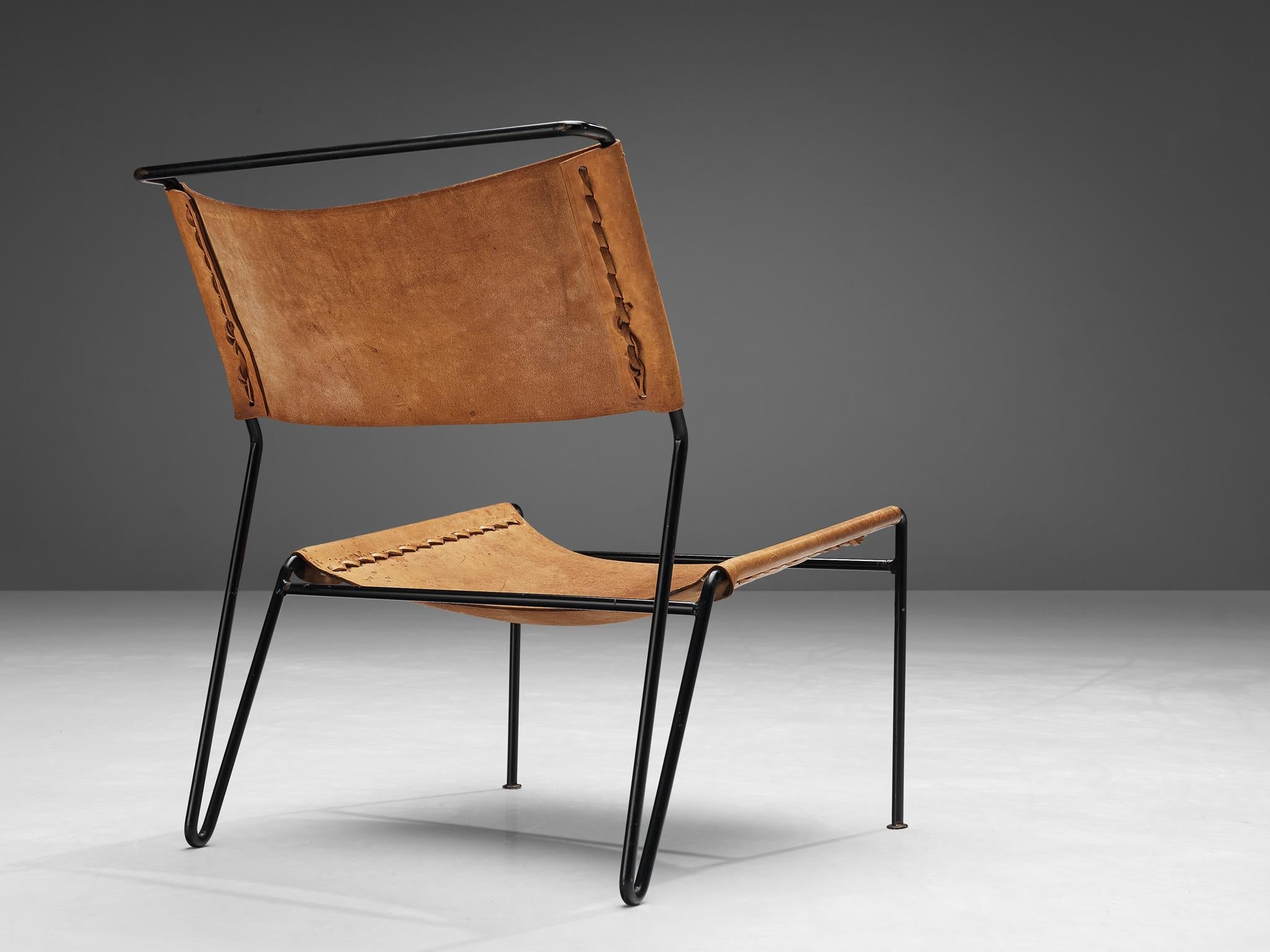 A. Dolleman for Metz & Co Modernist Easy Chair in Leather