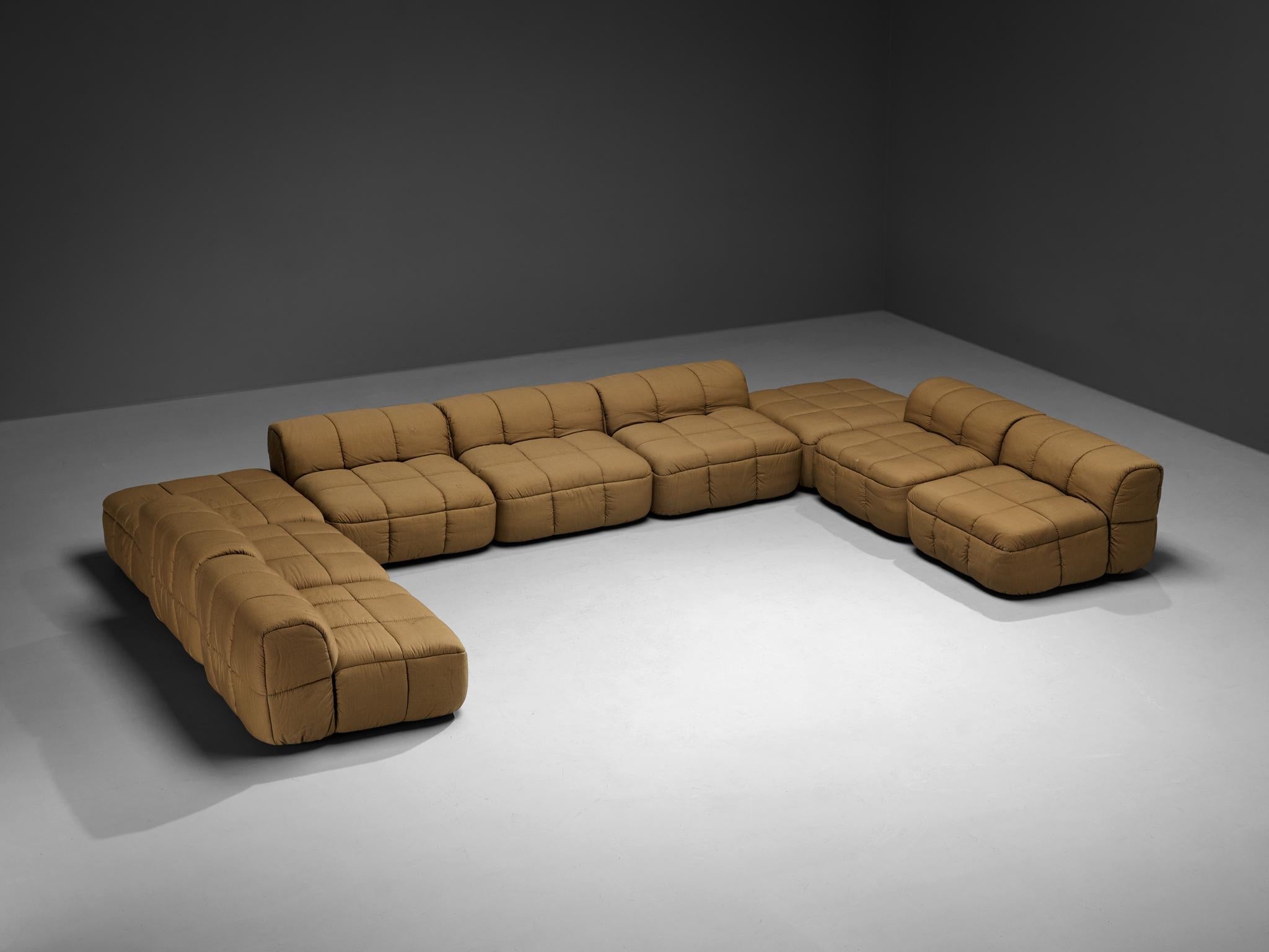 Cini Boeri for Arflex Modular Strips Sofa with Ottomans in Beige Upholstery