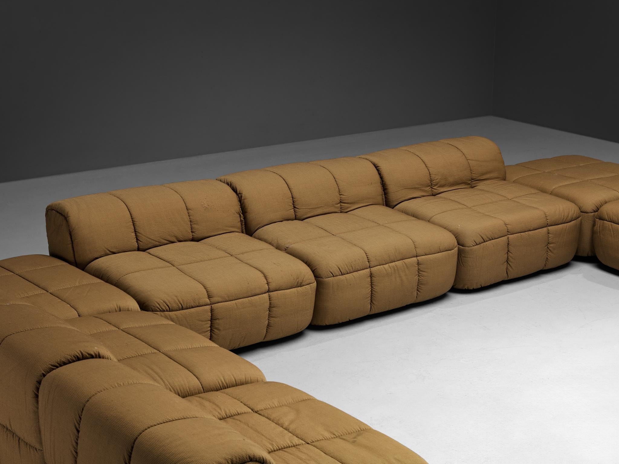 Cini Boeri for Arflex Modular Strips Sofa with Ottomans in Beige Upholstery